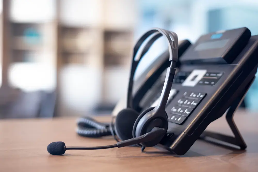 Phone and Headset on Desk